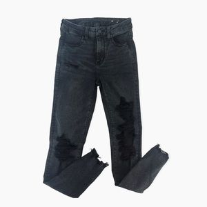 American Eagle Black Distressed High-Waisted Jeggings (Size 4)